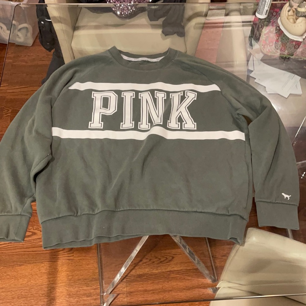 Pink by Victoria Secrets Logo Sweatshirt green L